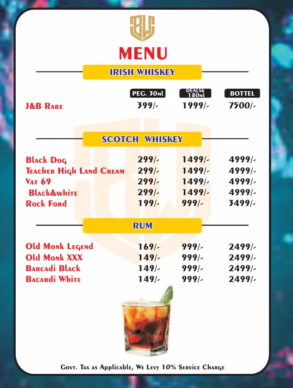 Boogie Woogie Cafe and Bar Bar Menu 4